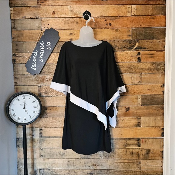 Chaps women's black dress with built in cape size medium - Picture 1 of 13